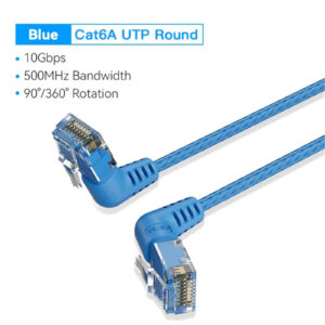 Vention IBOLD  Cat6A UTP Rotate Right Angle Ethernet Patch Cable 0.5M Blue Slim Type > PC Peripherals > Cables > Network & Telephone Cables - NZ DEPOT