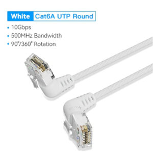 Vention IBOWH  Cat6A UTP Rotate Right Angle Ethernet Patch Cable 2M White Slim Type > PC Peripherals > Cables > Network & Telephone Cables - NZ DEPOT