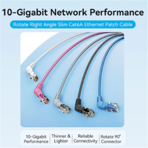 Vention IBOWI  Cat6A UTP Rotate Right Angle Ethernet Patch Cable 3M White Slim Type > PC Peripherals > Cables > Network & Telephone Cables - NZ DEPOT