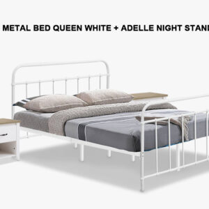 Darcy Bed Frame Queen + Adelle Nightstands x2
