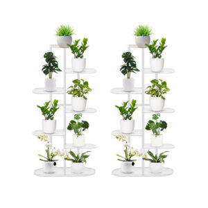 SOGA 2X 7 Tier 8 Pots White Metal Plant Rack Flowerpot Storage Display Stand Holder Home Garden Decor, Home & Living, Home Decor, Indoor Pots, Planters and Plant Stands, , ,  - NZ DEPOT 1