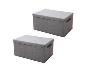 Soga 2X Large Grey Non Woven Diamond Quilt Grid Fabric Storage Organizer Box Nz Depot - Nz Depot