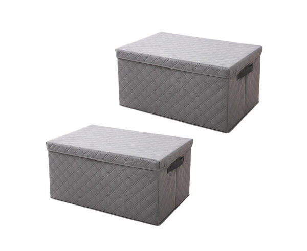 SOGA 2X Medium Grey Non-Woven Diamond Quilt Grid Fabric Storage/Organizer, Furniture, Storage & Shelving, Home Storage, , ,  - NZ DEPOT 1