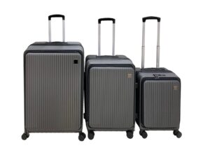 3 Piece Front Open Luggage Set Grey Pr12958 Luggage Sets Nz Depot - Nz Depot