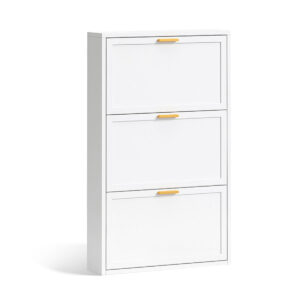 Lonna Steel Shoe Cabinet 3-Layer White