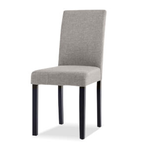 Linen Dining Chair x2 Grey+Black