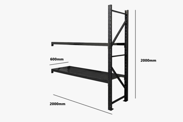 Longspan Shelving 2M - Add-on Bay 2 Layer Black