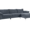 New Ronni Sectional Sofa with Right Chaise Velvet Dark Grey