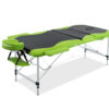 Massage Table Portable Aluminum 3-Fold Green+Black