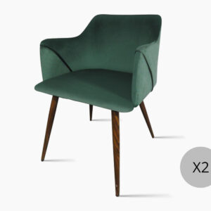 DS Zakeer Dining Chair x2 Velvet Green
