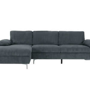 DS Kaveah Corduroy Sectional Sofa Grey