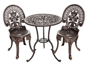 Ds Krona Bistro Set Cast Alum. Bronze Pr65684 Outdoor Furniture Nz Depot - Nz Depot