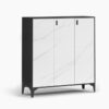 Lonna Steel Shoe Cabinet 3-Door White Marble
