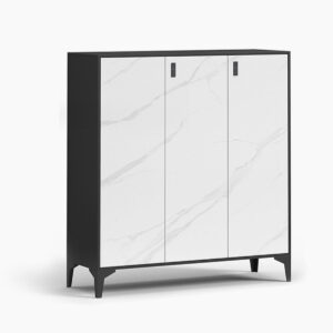 Lonna Steel Shoe Cabinet 3-Door White Marble