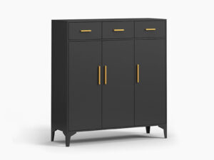 DS Lonna Steel Shoe Cabinet With Drawers Black PR65421 Shoe Rack NZ DEPOT