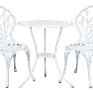 Ornato Bistro Set Cast Alum. White