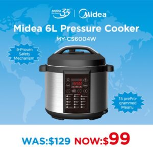 Midea 6L Pressure Cooker - Small Kitchen Appliances - MY-CS6004W-s - NZ DEPOT