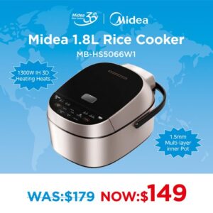 Midea All-in-1 IH Rice Cooker 1.8L - Small Kitchen Appliances - MB-HS5066W1 -S - NZ DEPOT