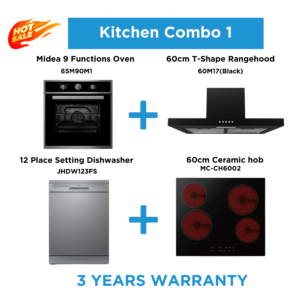 Midea Comfortable Life Kitchen Package | Multifunction Oven, Cooktop, Dishwasher & Rangehood | Midea Kitchen Appliances NZ - Ovens - 65M90M1+60M17(Black)+JHDW123FS+MC-CH6002 - NZ DEPOT