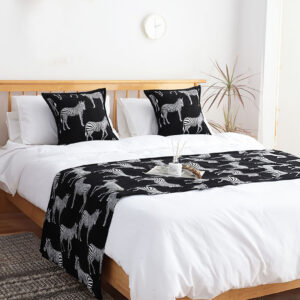 SOGA 1.8m Bed Light Luxury Black Zebra Vintage Bed Scarf Runner Bedding Tail Pad Flag For Home Hotel Set of 3, Home, Bed Linen, Throws And Blankets, Blankets, ,  - NZ DEPOT 2