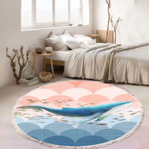 SOGA 120cm Round Tassels Shark Print Area Rugs, Home Decor, Home & Living, Home Decor, Rugs, Shaggy Rugs, ,  - NZ DEPOT 2