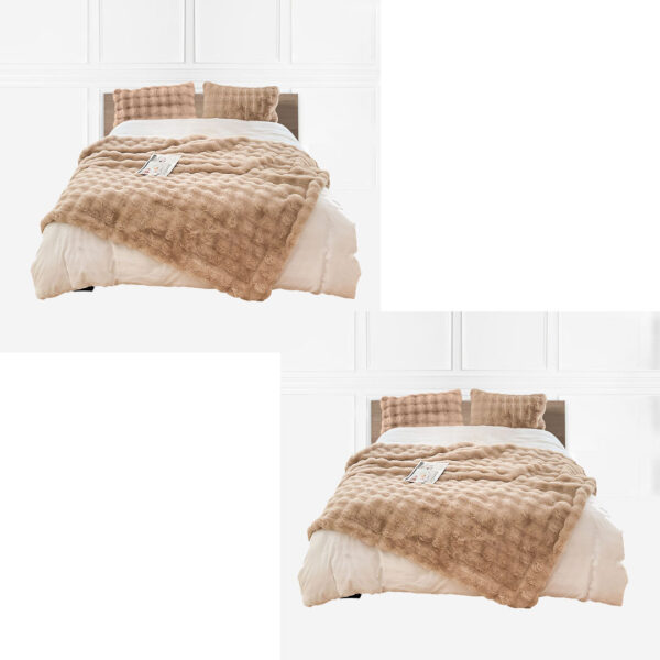 SOGA 2X 200cm Light Camel Fur Fuzzy Super Soft and Cozy Fluffy Throw Blanket, Home, Bed Linen, Throws And Blankets, Blankets, ,  - NZ DEPOT 1