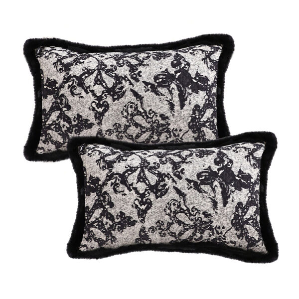 Soga 2X 35Cm Vintage Black Pillowcase Set Black Herringbone Pattern Lumbar Throw Pillow, Furniture, Living Room Furniture, Occasional Chairs, , ,  - Nz Depot 1