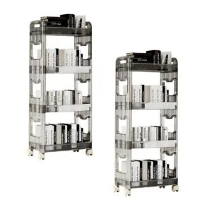 Buy SOGA 2X 38x24 Black 4 Tier Bookshelf & Cosmetic Storage Organizer Trolley Rack Online - Home & Living/Bedroom/Bedroom Storage Solutions - 1 - NZ Depot Free Shipping