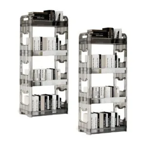 Buy SOGA 2X 38x24cm Clear 3 Tier Bookshelf & Cosmetic Storage Organizer Trolley Rack Online - Home & Living/Bedroom/Bedroom Storage Solutions - 1 - NZ Depot Free Shipping
