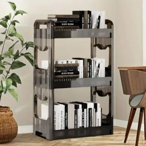 Buy SOGA 2X 38x24cm Clear 4 Tier Bookshelf & Cosmetic Storage Organizer Trolley Rack Online - Home & Living/Bedroom/Bedroom Storage Solutions - 2 - NZ Depot Free Shipping