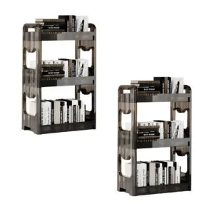 Buy SOGA 2X 38x24cm Clear 4 Tier Bookshelf & Cosmetic Storage Organizer Trolley Rack Online - Home & Living/Bedroom/Bedroom Storage Solutions - 1 - NZ Depot Free Shipping