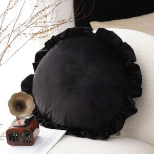 SOGA 2X 45X Butterfly Black Vintage Lotus Leaf Edge Round Throw Pillow, Furniture, Living Room Furniture, Occasional Chairs, , ,  - NZ DEPOT 2