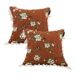 SOGA 2X 45cm French Vintage Butterfly and Flower Tassel with Caramel Color Throw Pillow, Furniture, Living Room Furniture, Occasional Chairs, , ,  - NZ DEPOT 1