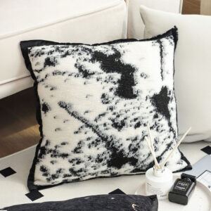 SOGA 2X 45cm Light Vintage Leopard Print Black & White Ink Splatter Wide-Edge SquareThrow Pillow, Furniture, Living Room Furniture, Occasional Chairs, , ,  - NZ DEPOT 2