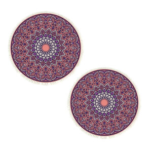 SOGA 2X 90cm Purple Mandala Round Carpet for Living Room Bedroom Anti-slip Doormat, Home Decor, Home & Living, Home Decor, Rugs, Shaggy Rugs, ,  - NZ DEPOT 1