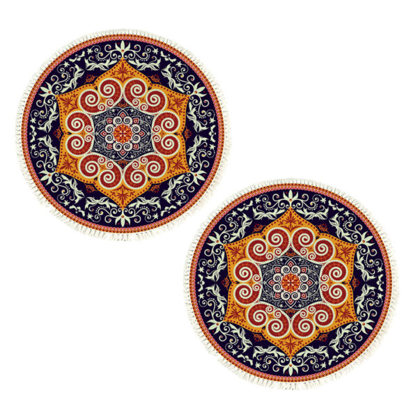 SOGA 2X 90cm Round Mandala Ethnic Style Round Carpet, Anti-slip Doormat, Home Decor, Home & Living>Home Decor>Rugs>Shaggy Rugs, , , , ,  - NZ DEPOT 1