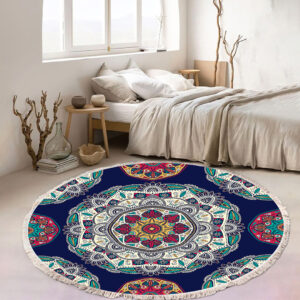 SOGA 2X 90cm Round Rug Bohemian Circle Area Rug with Bohemian Geometric Pattern, Anti-slip Doormat, Home Decor, Home & Living, Home Decor, Rugs, Shaggy Rugs, ,  - NZ DEPOT 2