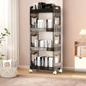 Buy SOGA 38x24cm Black 3 Tier Bookshelf & Cosmetic Storage Organizer Trolley Rack Online - Home & Living/Bedroom/Bedroom Storage Solutions - 2 - NZ Depot Free Shipping
