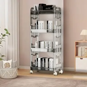 Buy SOGA 38x24cm Black 4 Tier Bookshelf & Cosmetic Storage Organizer Trolley Rack Online - Home & Living/Bedroom/Bedroom Storage Solutions - 2 - NZ Depot Free Shipping