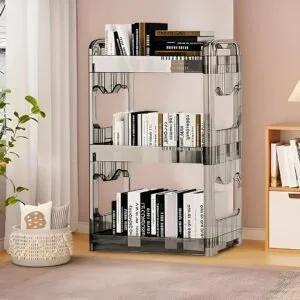 Buy SOGA 38x24cm Clear 3 Tier Bookshelf & Cosmetic Storage Organizer Trolley Rack Online - Home & Living/Bedroom/Bedroom Storage Solutions - 2 - NZ Depot Free Shipping