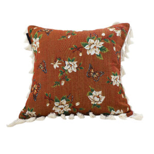 SOGA 45cm French Vintage Butterfly and Flower Tassel with Caramel Color Throw Pillow, Furniture, Living Room Furniture, Occasional Chairs, , ,  - NZ DEPOT 1