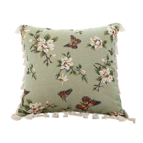 Soga 45Cm Matcha Green French Vintage Butterfly Loves Flowers Tassel Throw Pillow, Furniture, Living Room Furniture, Occasional Chairs, , ,  - Nz Depot 1