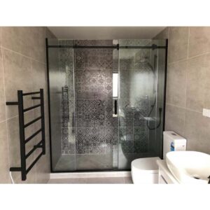 Shower Glass - Rock Series Sliding Door (1470-1490x1950mm) - Black, Frameless Shower - NZ DEPOT