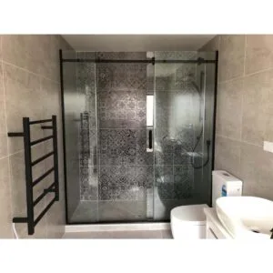 Buy Shower Glass - Rock Series Sliding Door (1470-1490x1950mm) - Black Online - Shower Enclosures - Frameless Shower - 1 - NZ Depot Delivery