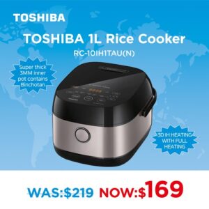 Toshiba IH 1.0L Induction Rice Cooker - Small Kitchen Appliances - RC-10IH1TAU(N)-s - NZ DEPOT