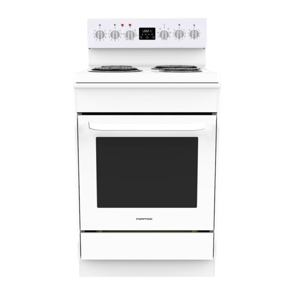Parmco 600mm Freestanding Stove, Radiant Coil Cooktop, 8 Function Electric Oven, White - NZDEPOT