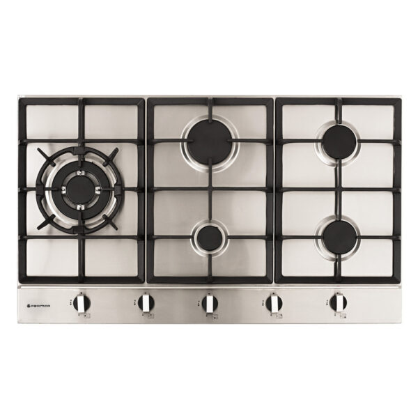 Parmco 900mm Hob, 4 Burner + Wok, Gas, Stainless Steel - NZDEPOT