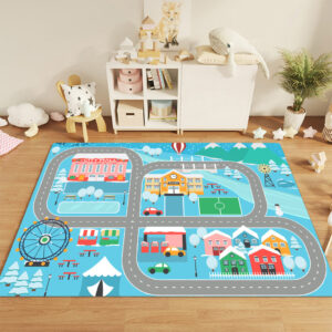 SOGA 120cm Kids Rug Street Map Play Mat, Educational Baby Theme Park Area Rugs, Home & Living, Home Decor, Rugs, Shaggy Rugs, ,  - NZ DEPOT 2