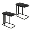 SOGA 2X 30x50cm Black Ceramic Sofa Side Square Mini Table w/ Black Metal Legs, Furniture>Living Room Furniture>Tables, , , , , - NZ DEPOT 1