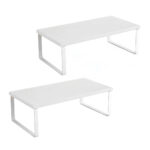 SOGA 2X 40cm White Computer Monitor Elevated Stand Desktop Support Station Rack, Furniture>Living Room Furniture>Tables, , , , ,  - NZ DEPOT 1